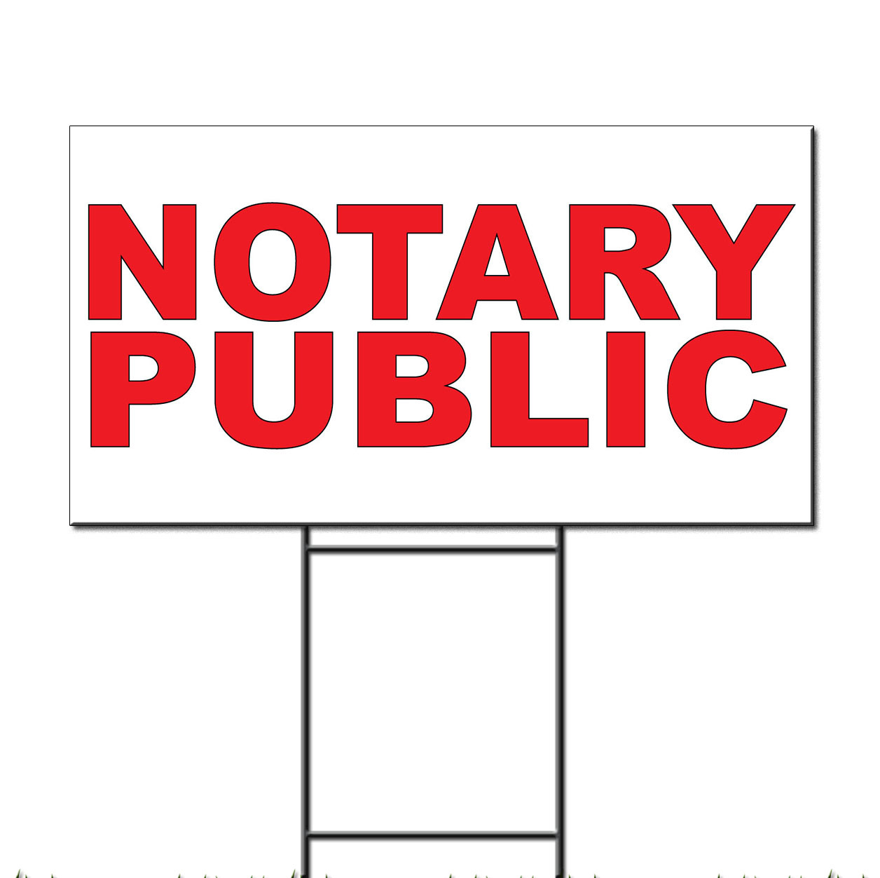 Notary Public Red Corrugated Plastic Yard Sign /Free Stakes