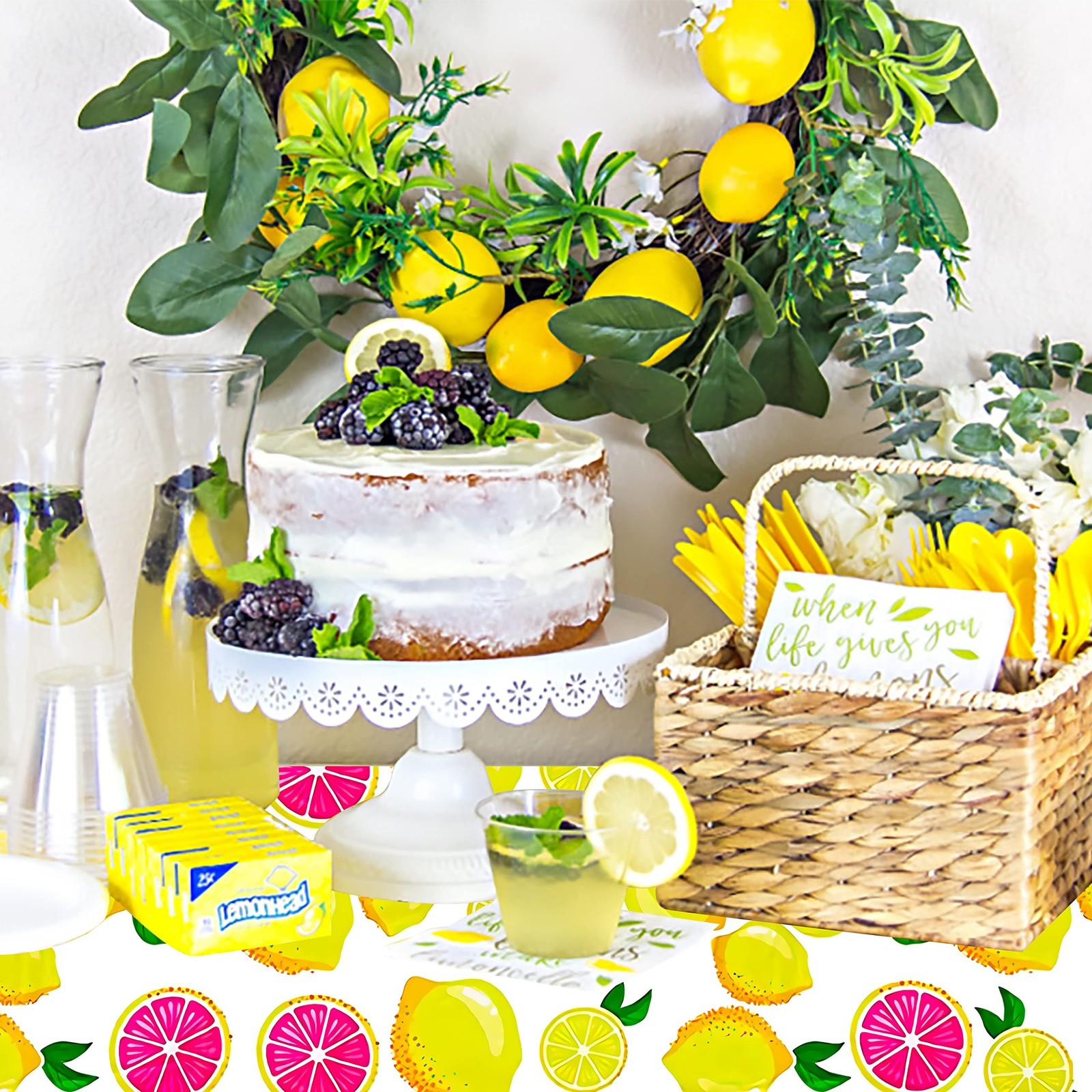 C L cooper life 2Pcs Pink Lemon Party Table Decoration Summer Fresh Fruits Ta…