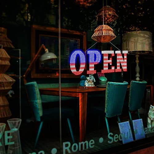 Open Signs for Business, 40&Prime;x14&Prime; inch Extra Large USA Flag Open Sign LED Window