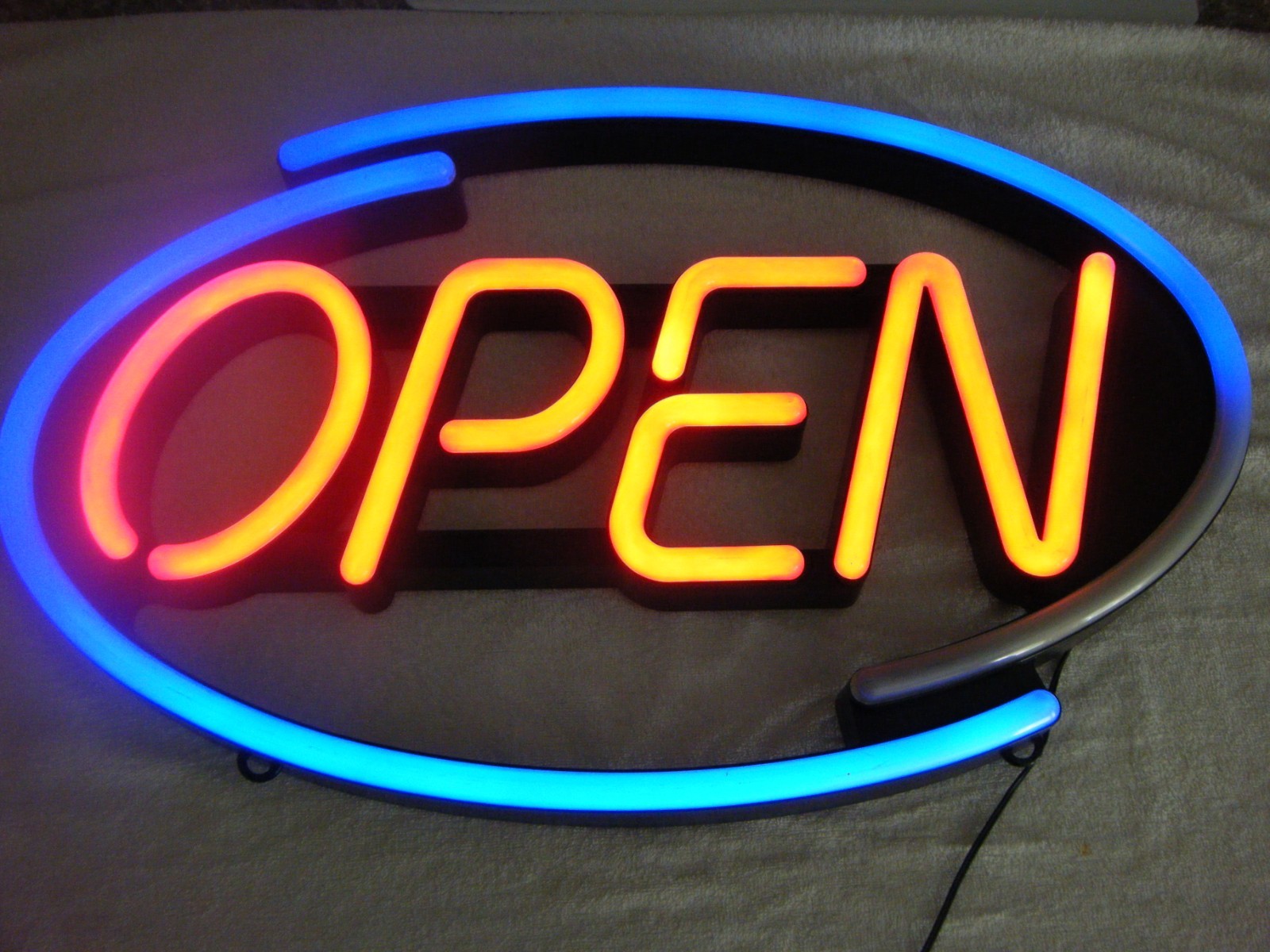 😉 ANIMATED MULTI-COLOR ILLUMINATED RETAIL COMMERCIAL OVAL OPEN SIGN 27” 3PT8