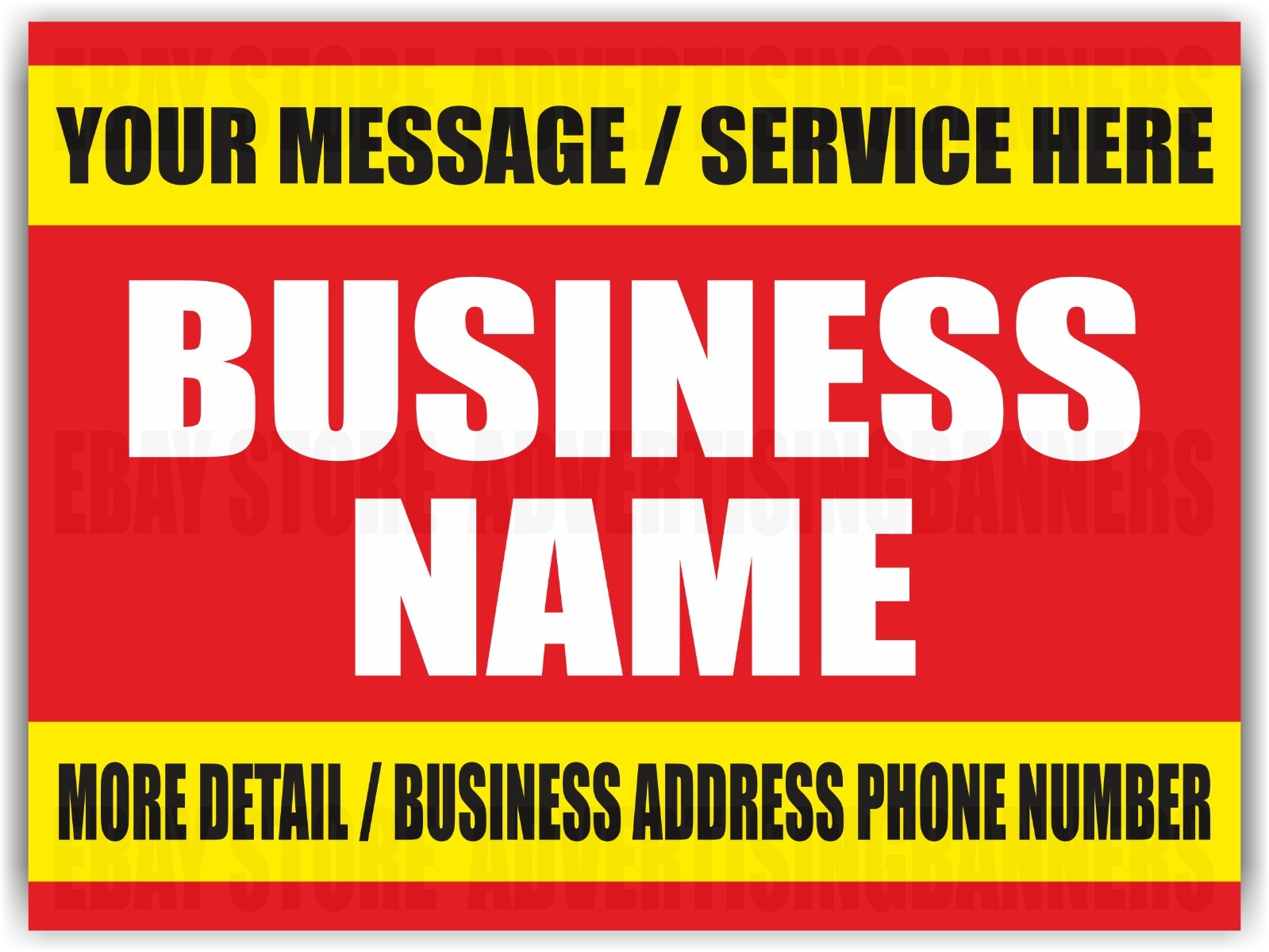 BUSINESS NAME Yard Sign with H-Stakes MESSAGE SERVICE HERE Custom Phone Number