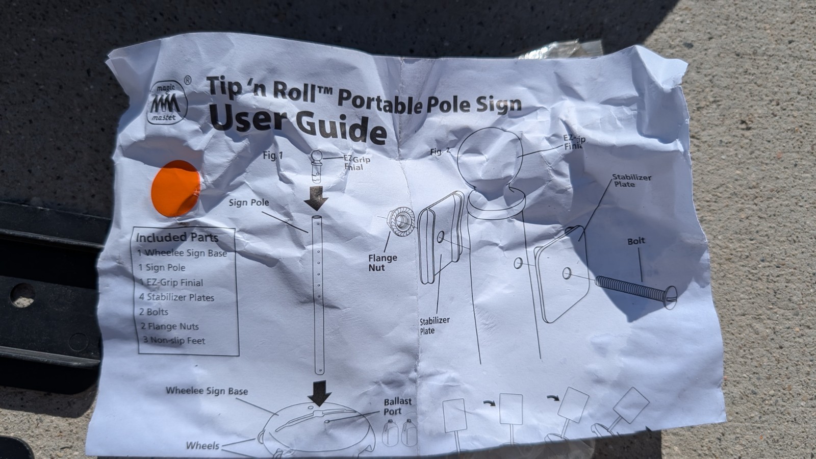 Magic Master Tip&rsquo;n Roll Portable Pole Sign, H-4592-Base – BASE ONLY 🔥New🔥