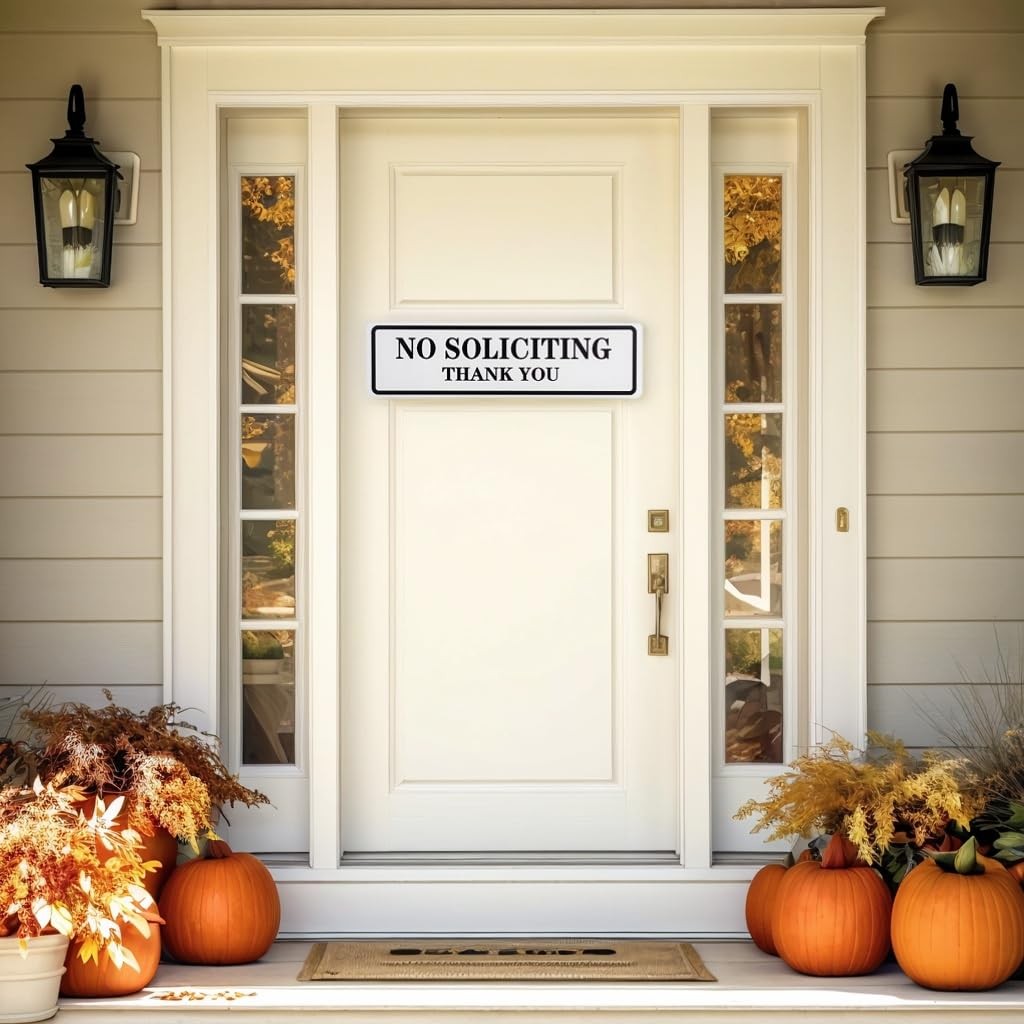 No Soliciting Sign 2.4×8.26 Inch Weatherproof UV Resistant for Door Home Office