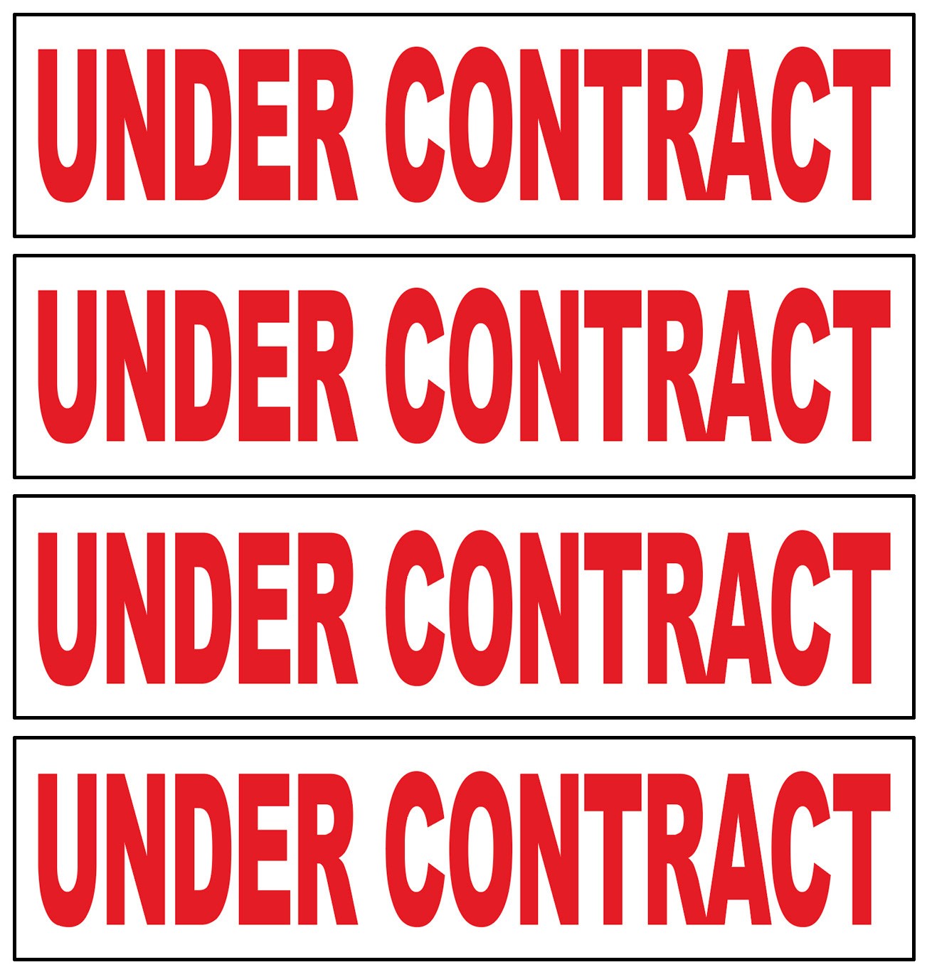 4 Pack 6×24 Inch UNDER CONTRACT Real Estate Rider Corrugated Sign wrb