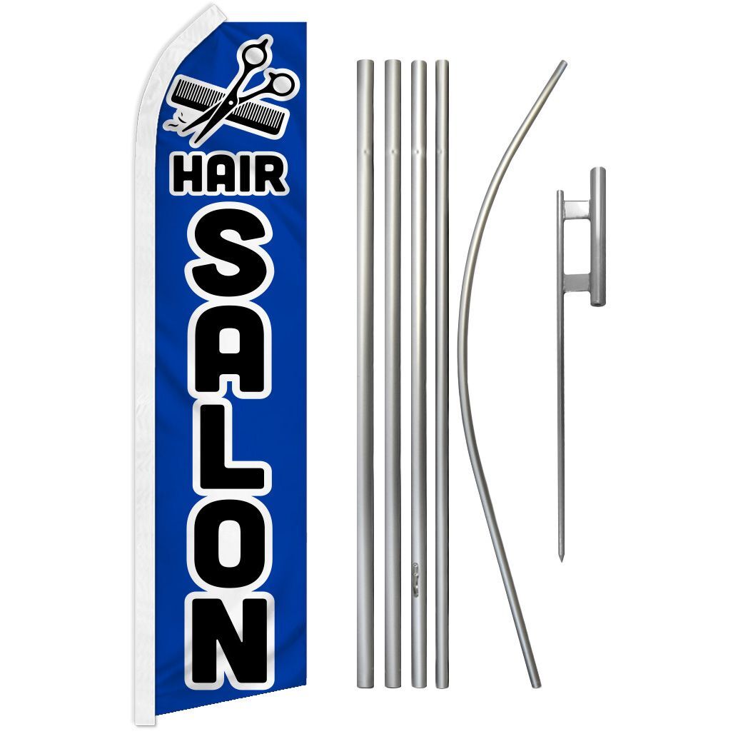 « HAIR SALON » Advertising Super Flag & Pole Kit beauty spa barber cut blow dry