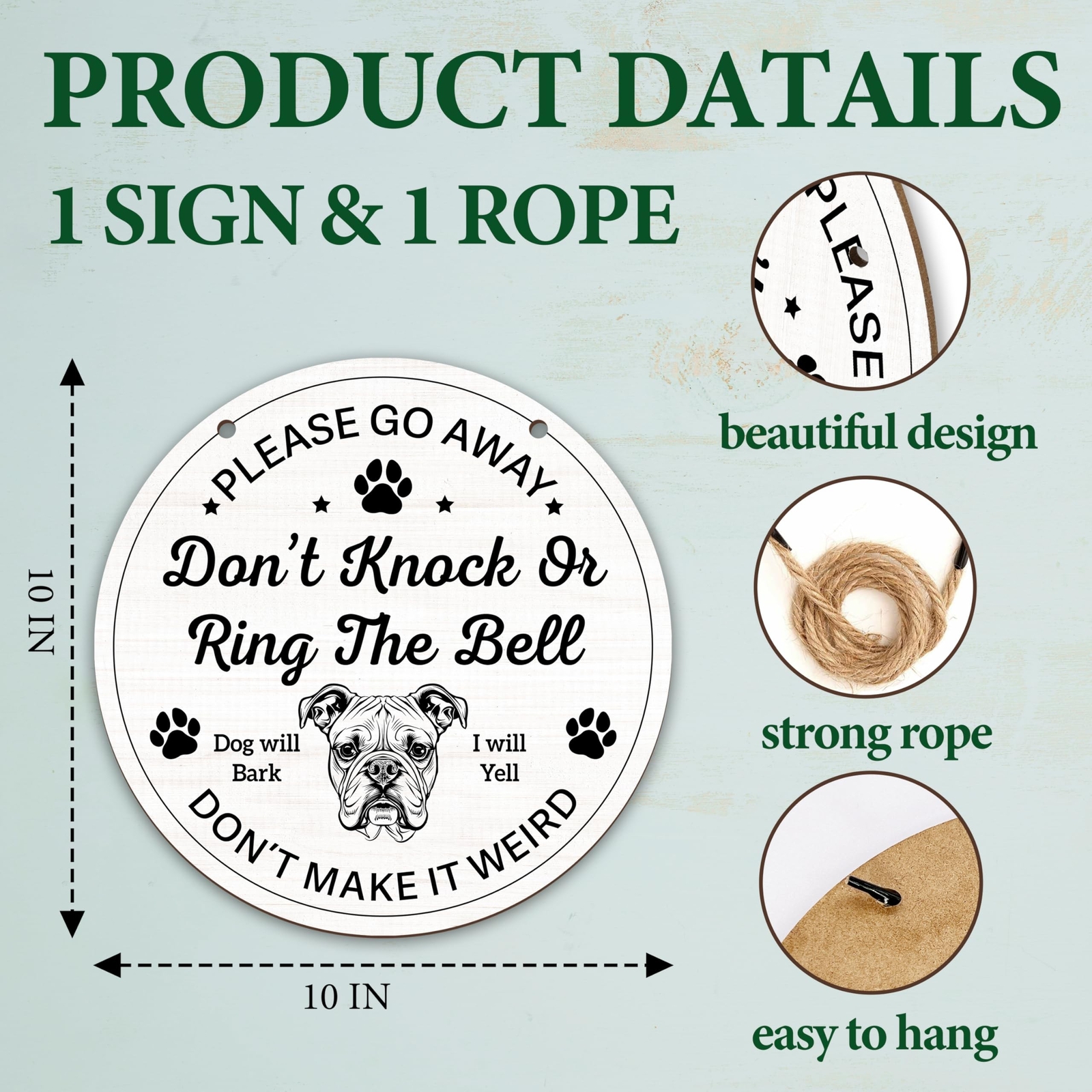 Do Not Knock Or Ring Doorbell Sign Decor For Front Door, Please Go Away Dog B…