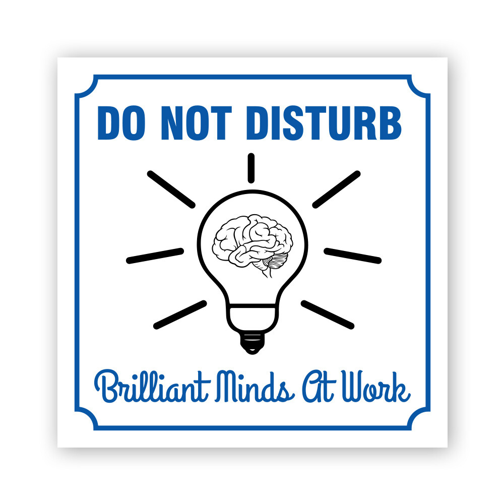 Square Plus Do Not Disturb Brilliant Minds At Work Door or Wall Sign