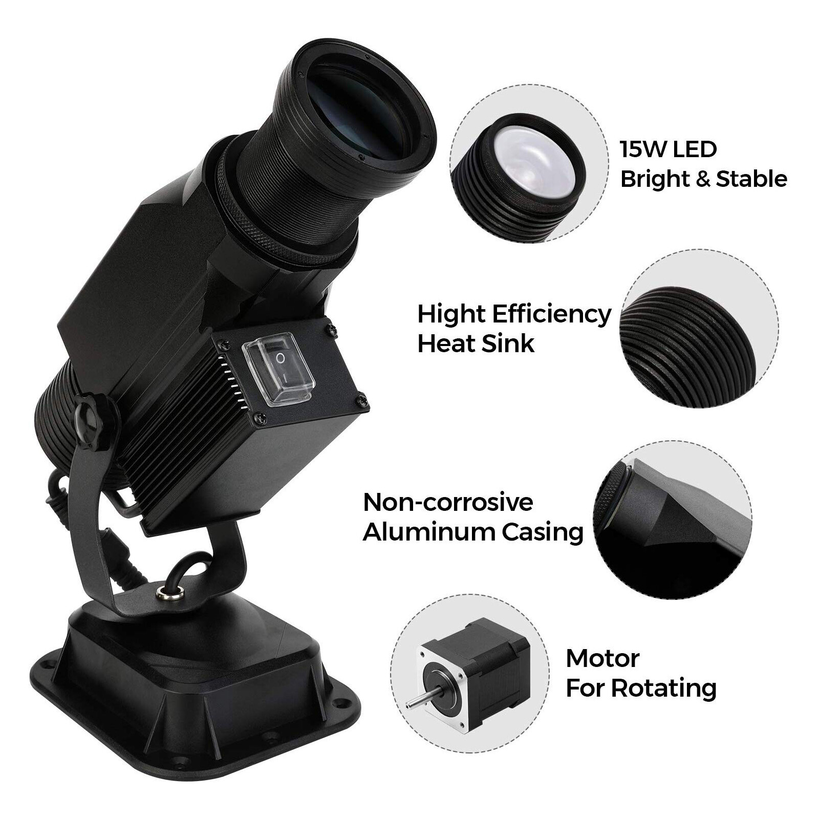 Custom 15W LED GOBO Projector Light Rotating Logo Image Remote Controller