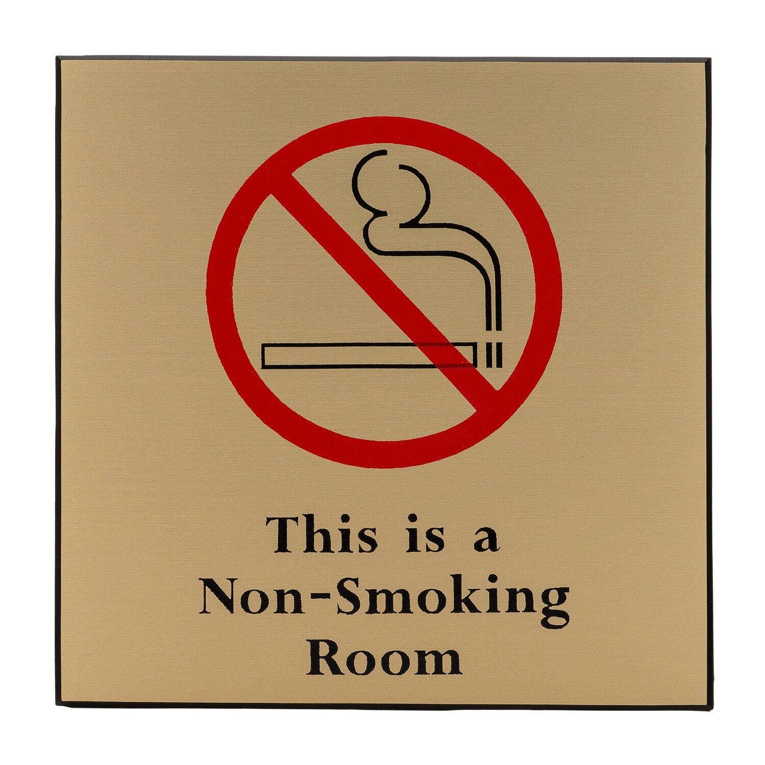 🔥🧯Lot of 2- Non-Smoking Room Wall Signs 3&Prime; X 3&Prime; 1/16&Prime; thick Gold/Red/Black