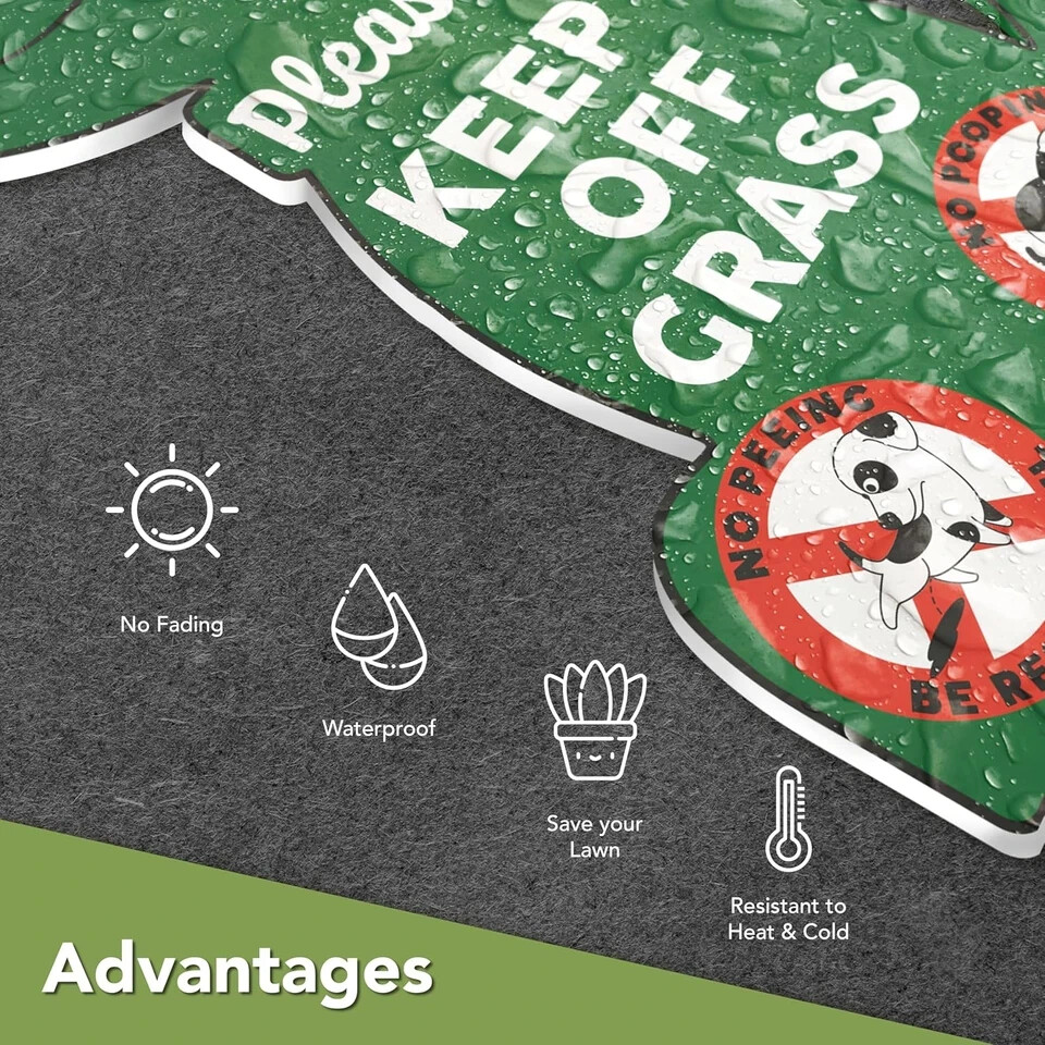 2 PC Keep off Grass Sign – 8X12 Double Sided Coroplast No Peeing Dog Signs for Y