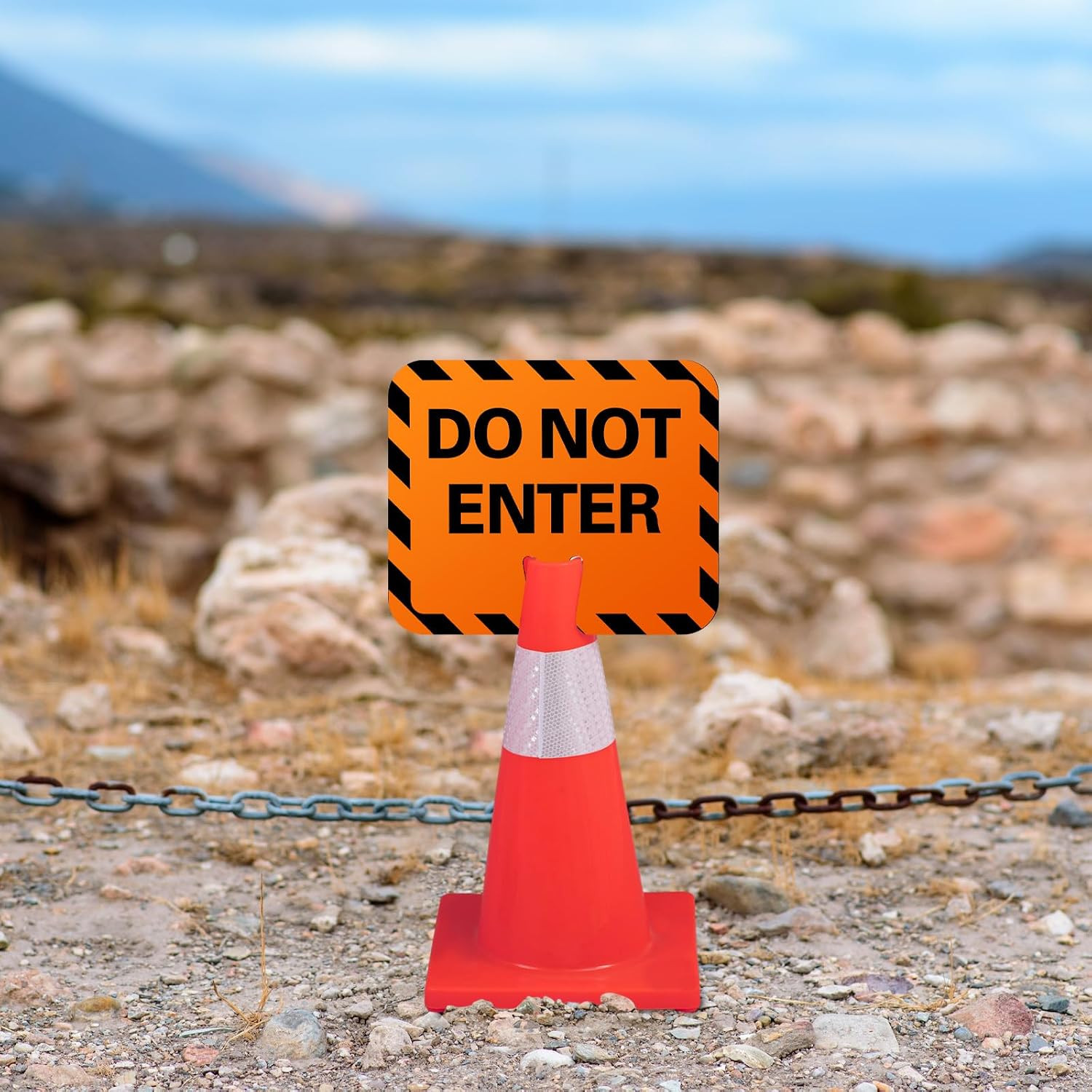 3 Pack Cone Top “Do Not Enter” Traffic Signs – Double-sided High Visibility PVC