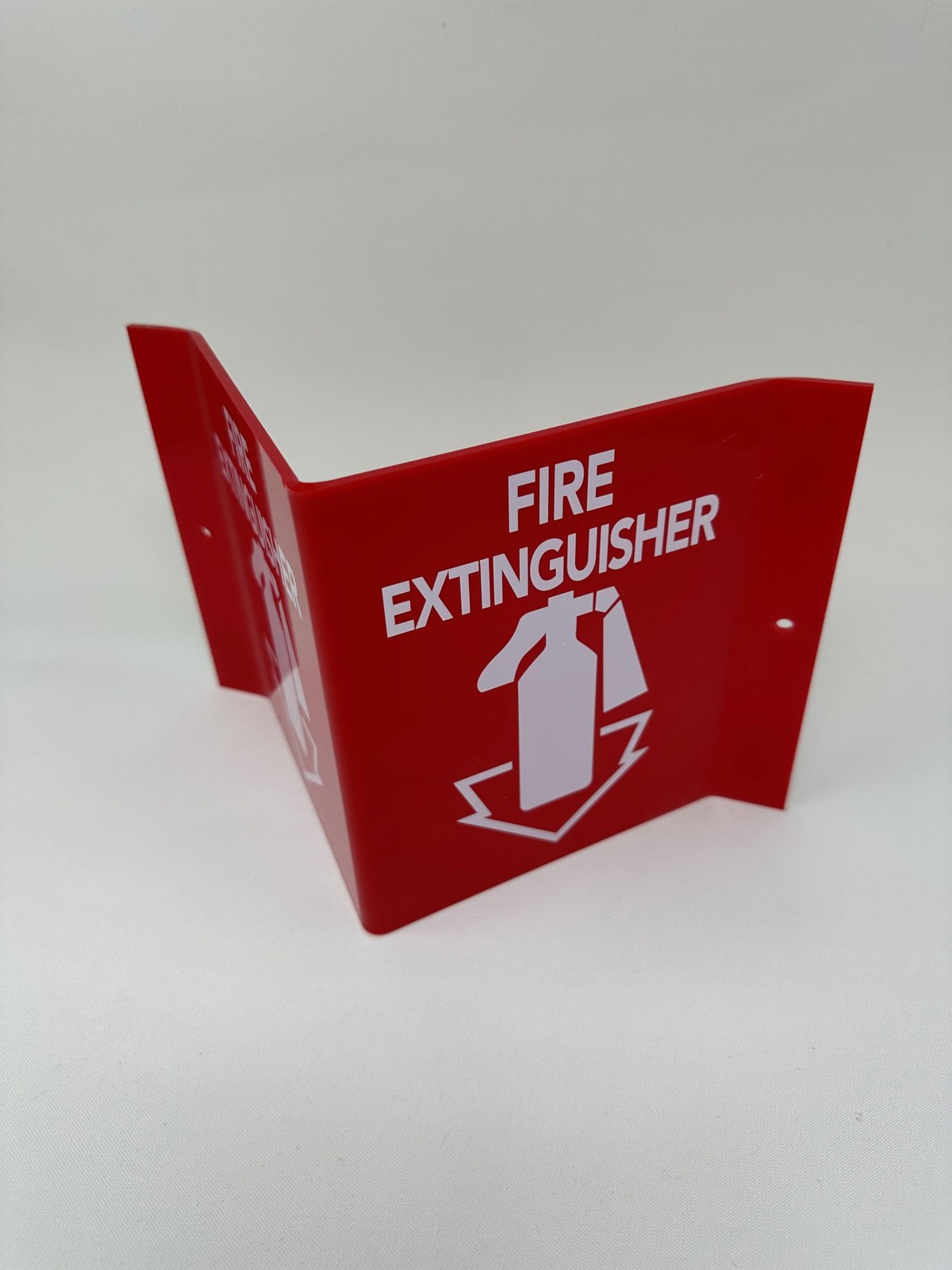 9x6x4 Inch Acrylic White On Red Fire Extinguisher V Sign 1 PCS