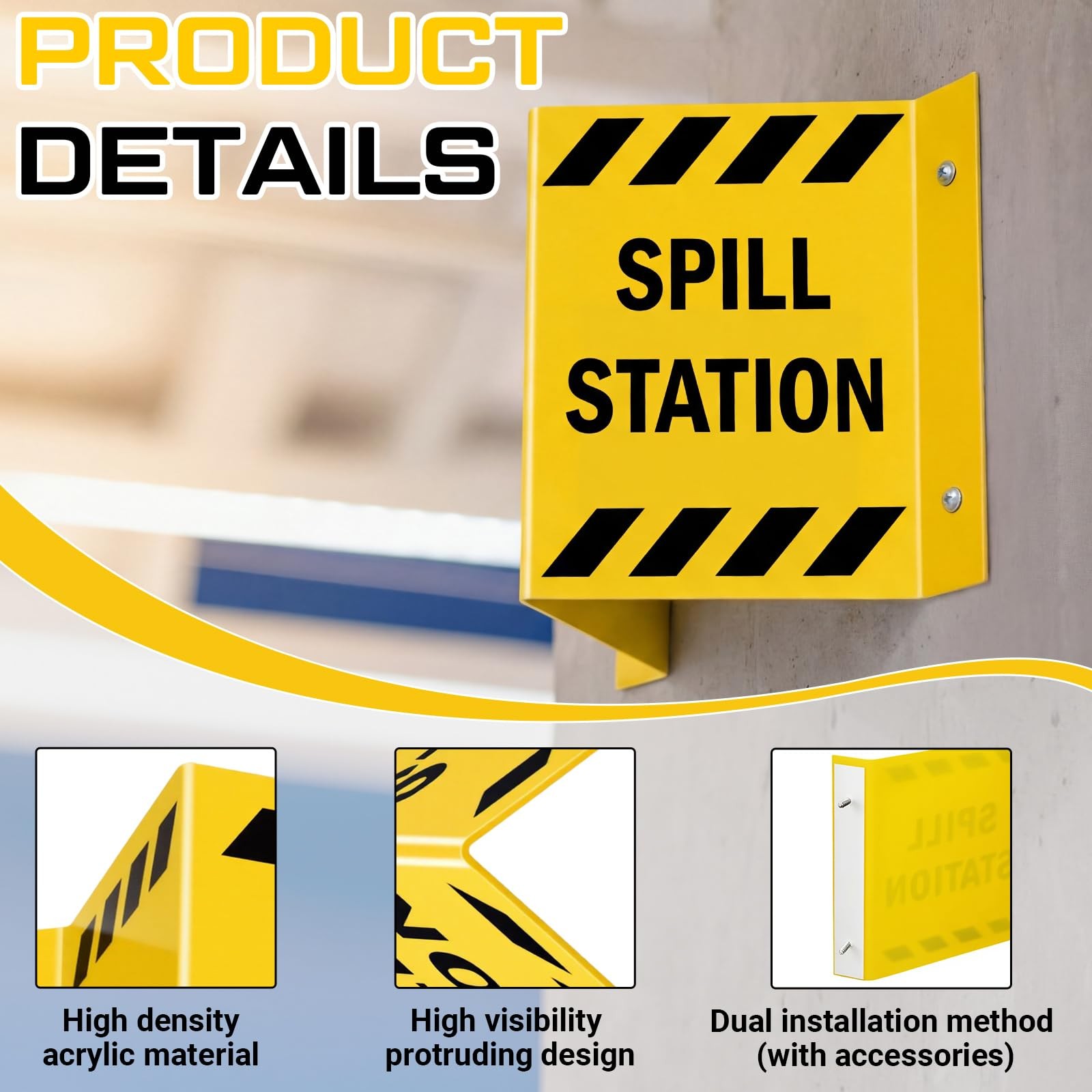 Otoolling 2 Pcs Spill Station Sign, 5&Prime; x 6&Prime; High-density Acrylic Spill Respon…