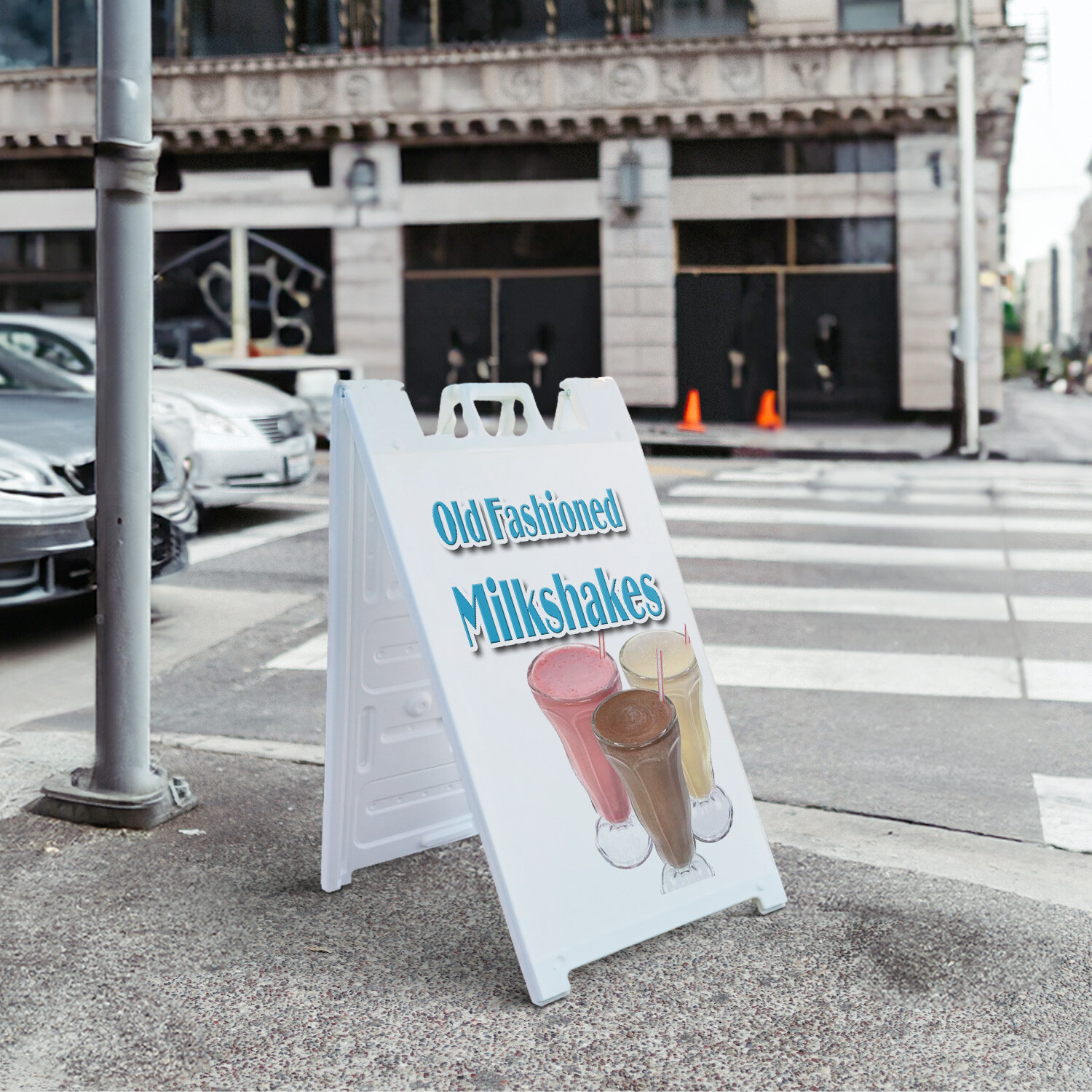 A-frame Sidewalk Old Fashioned Milkshakes 24&Prime; x 36&Prime; Double Sided A-Frame Sidewal