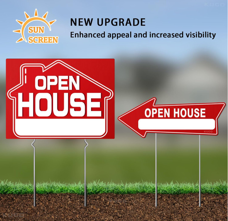 45 Pcs Open House Signs for Real Estate Kit, 1 Open House Flag, 9 Double-Sided..