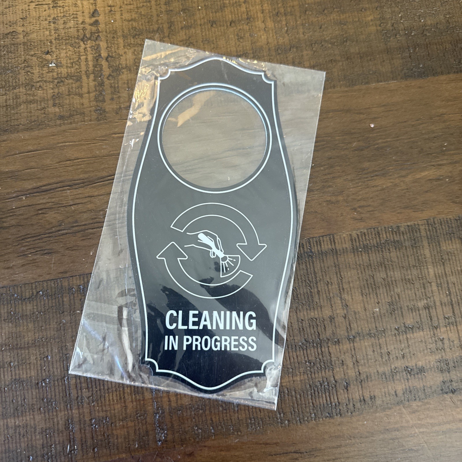 Signs ByLITA Cleaning in Progress Door Hanger – Black 4&Prime; x 8&Prime;