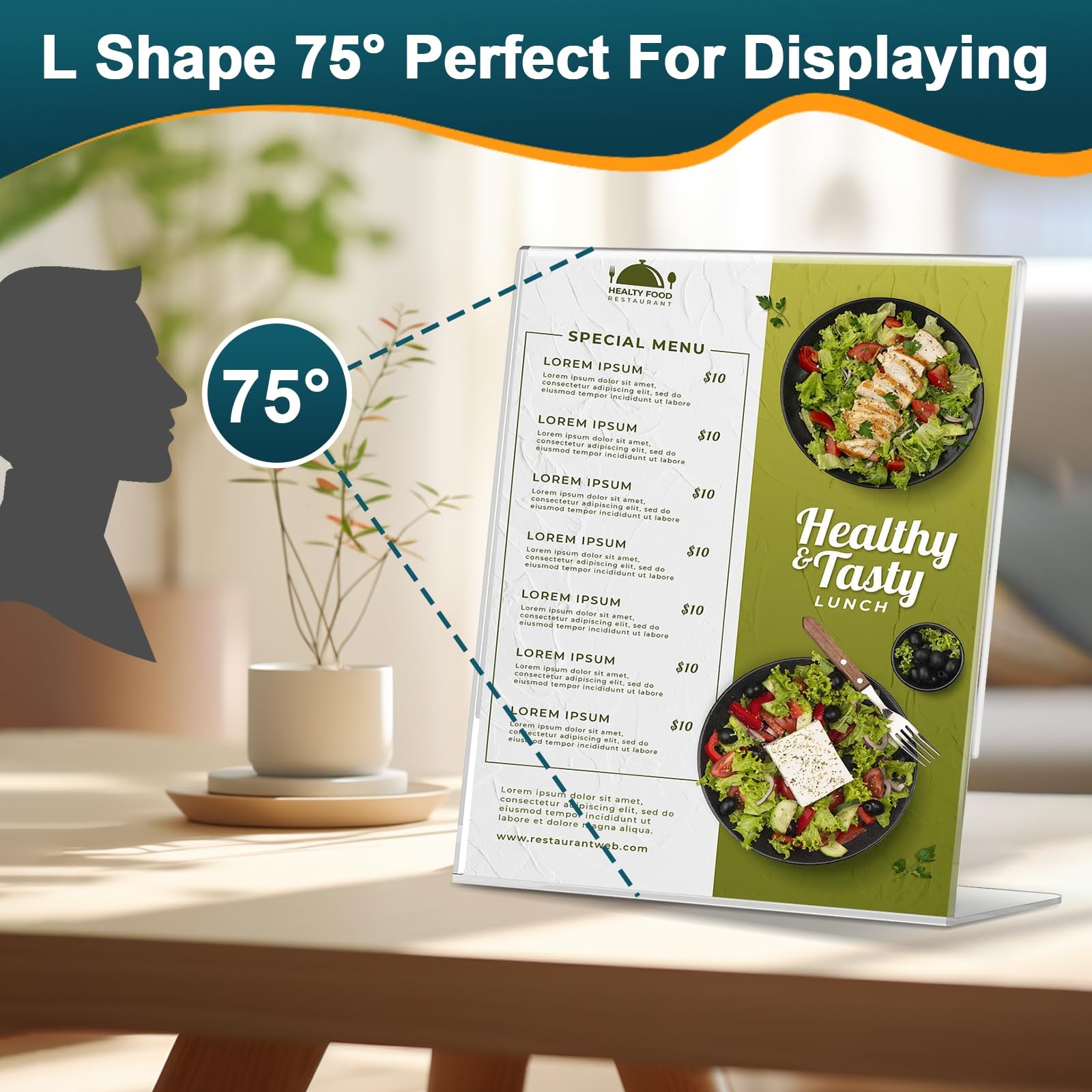 12 Pack Acrylic Sign Holder 12 Pack-L Shape-8.5X11, 12 Shape-8.5X11