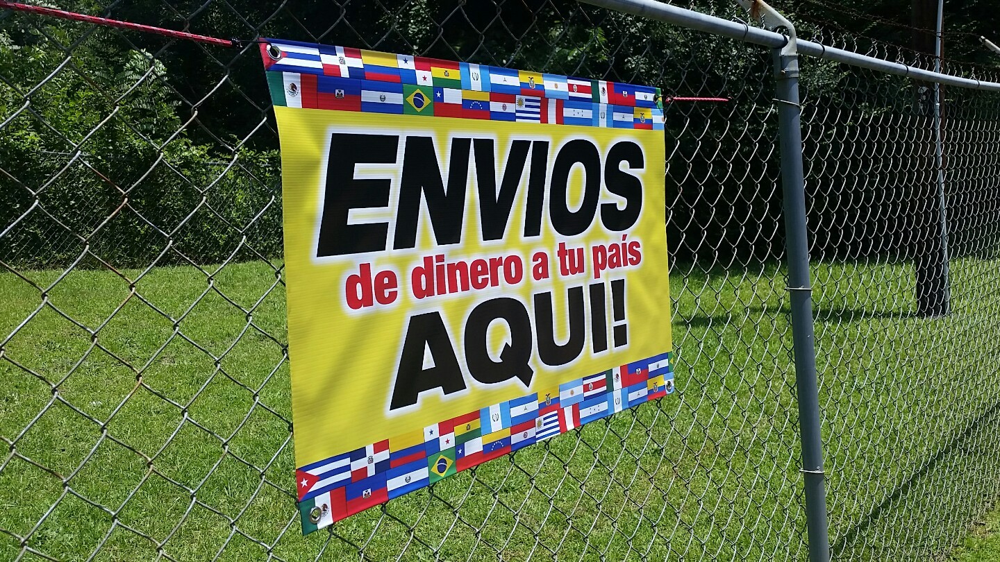 ENVIOS de Dinero AQUI Banner Sign Display Poster Tienda Store Wire Transfers EBT