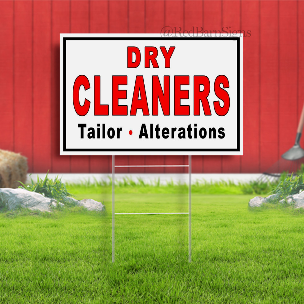 Dry Cleaners Tailor Alterations Indoor Outdoor Yard Sign with metal stakes