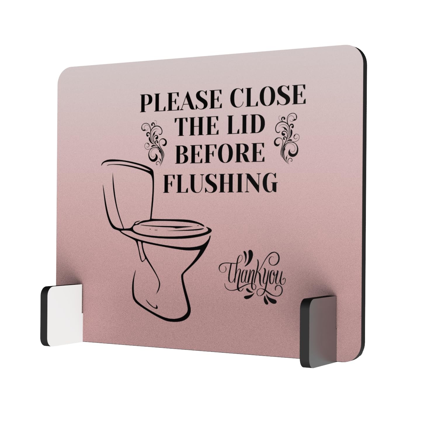 Elegant FreeStanding Bathroom Sign Polite Reminder Close Toilet Lid Flushing