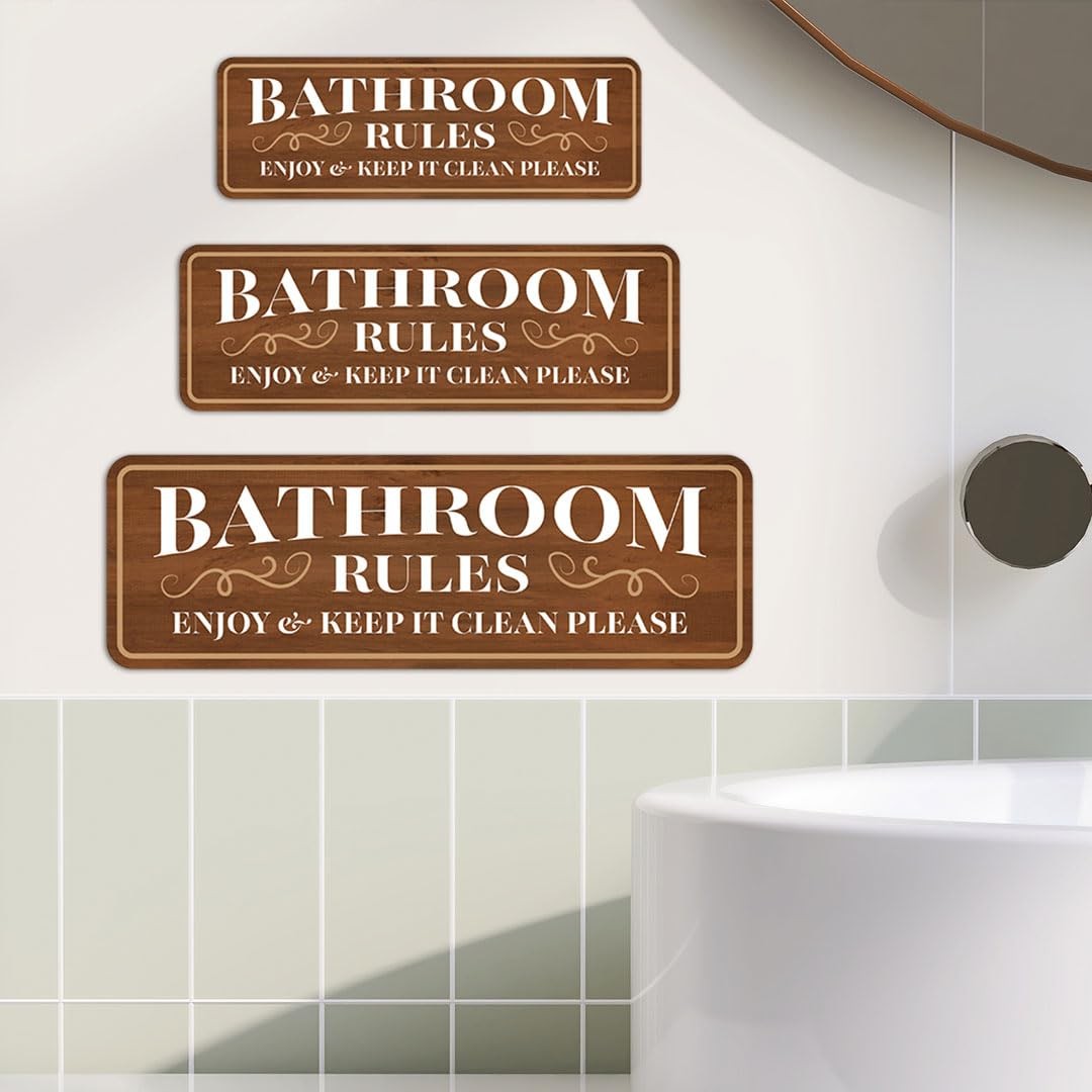 Standard Plus Bathroom Rules Enjoy & Keep It Clean Please Wall or Door Sign