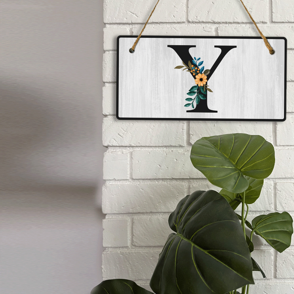 Y Flower Decor 5×10 Hanging Wall or Door Sign | Alphabet Letter Room Decoration