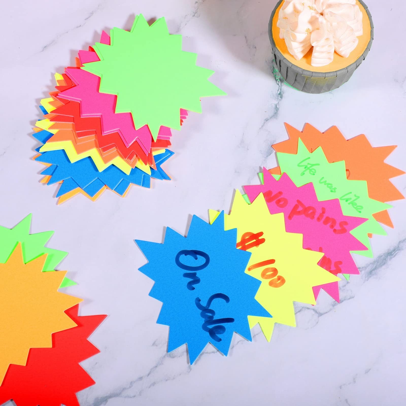 400 Yard Sale Price Stickers – Neon Starburst Labels for Garage Sale Signs, 3.5&Prime;