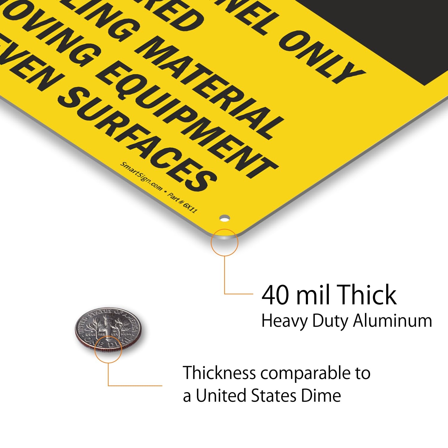10×14 Inch Aluminum Construction Area Authorized Personnel Hard Hats Required