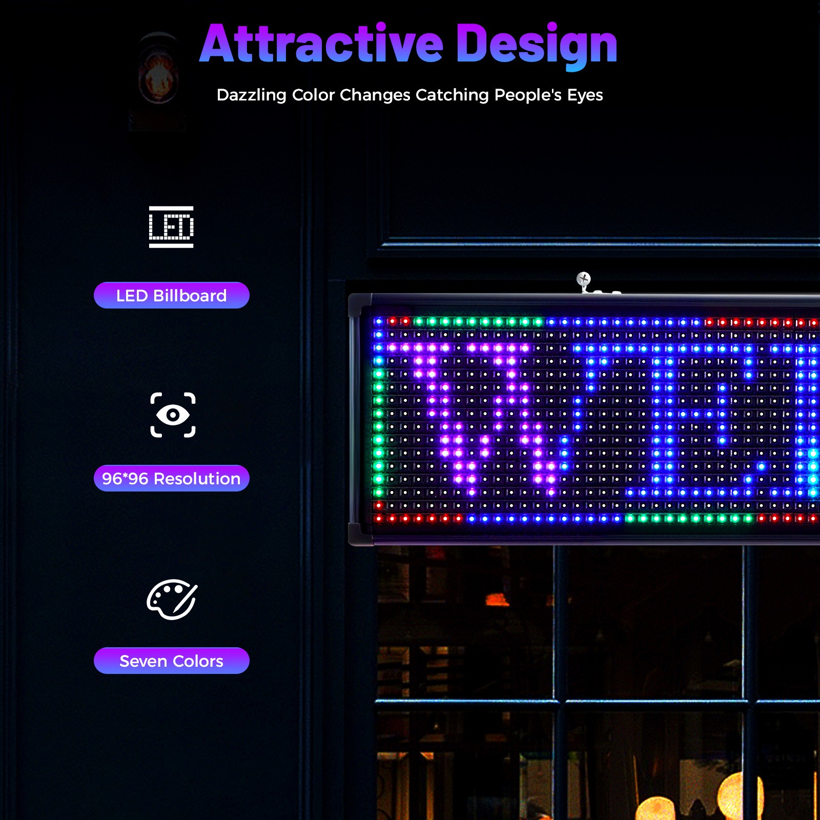 40 x 8-inch LED Seven-color Aluminum and Plastic Sign Outdoor Advertising Board