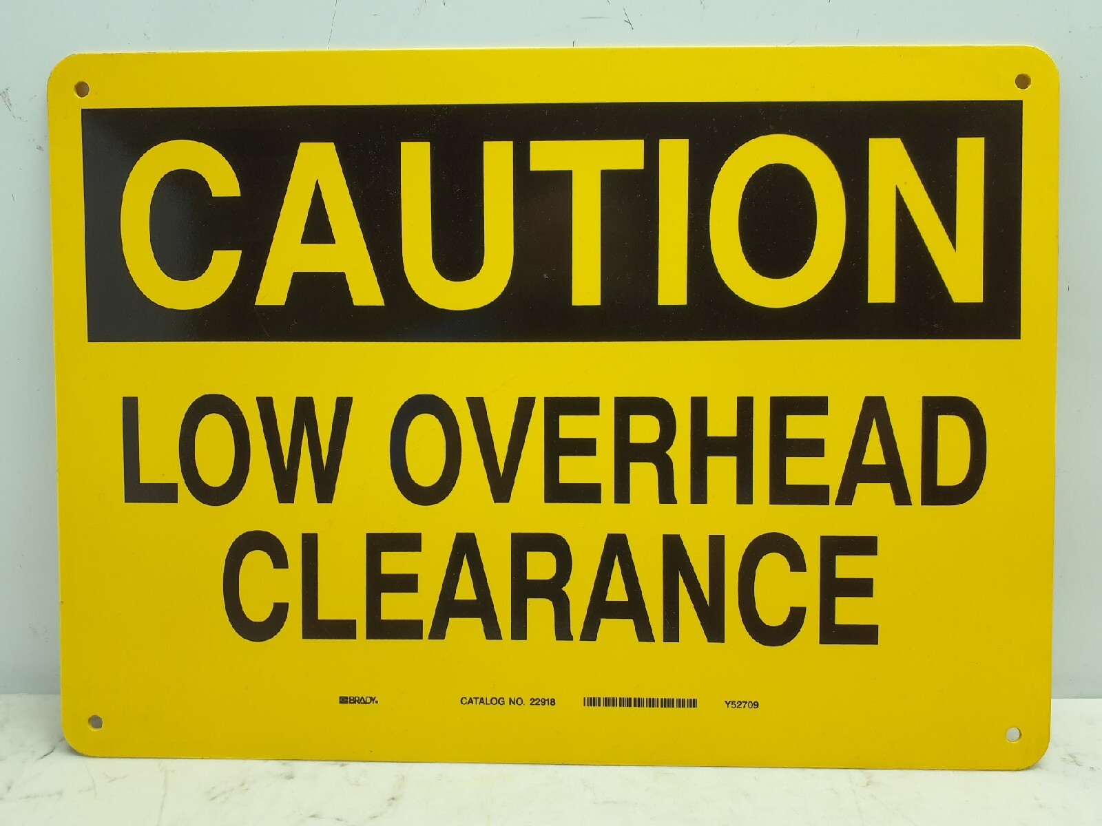 Osha Ansi Caution Sign Low Overhead Clearance 10&Prime;x14&Prime; Brady Yellow Rigid Plastic