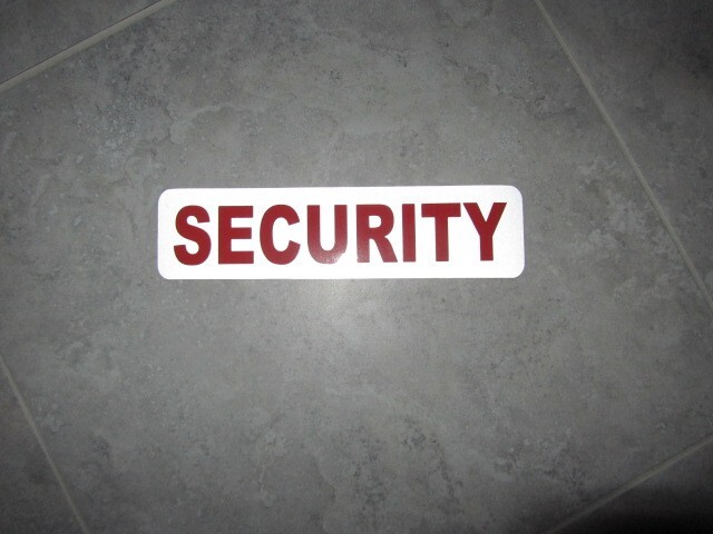 Reflective SECURITY White & Red Vehicle Magnetic Sign 3&Prime;x12&Prime; Car Truck Van SUV