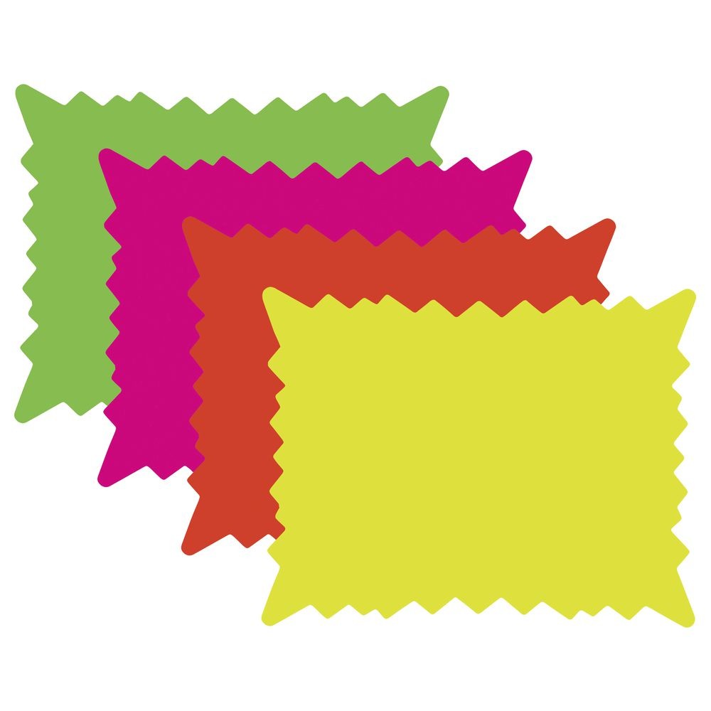 Ready Flow Rectangular Assorted Fluorescent Starburst Sign Cards – 7&Prime;L x 5&Prime;H