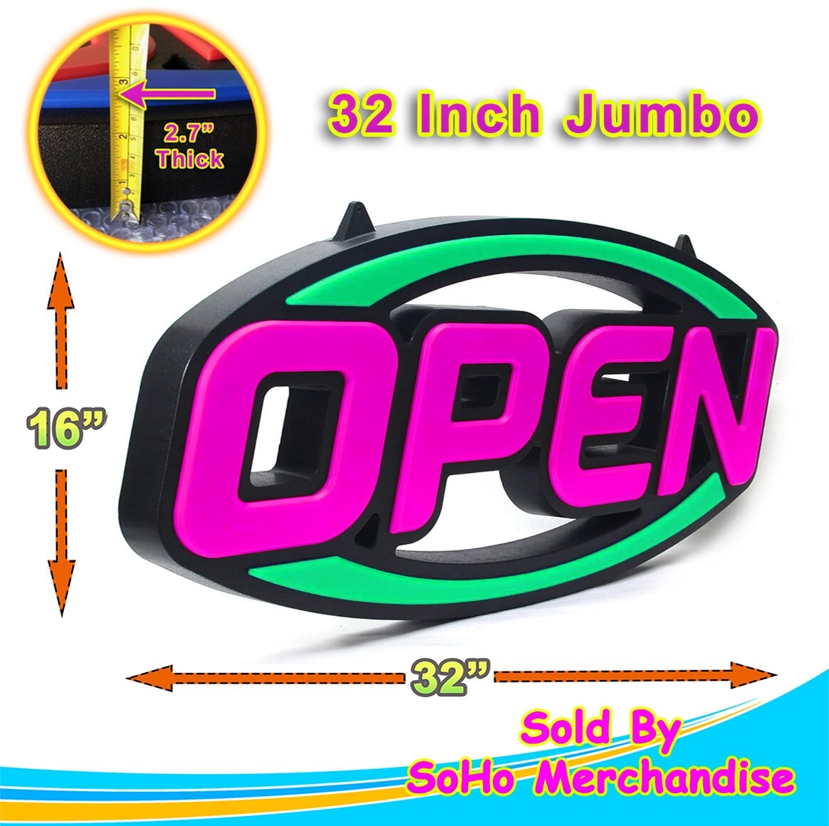 Large LED Neon Open Sign 32&Prime; Light Bright for Restaurant Bar Store Shop Market
