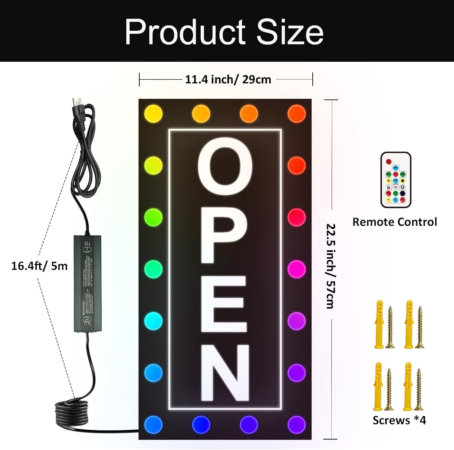Outdoor Waterproof LED Open Sign RGB Color Changing
