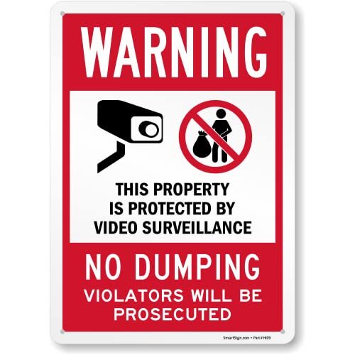 « Warning – This Property Is Protected By 10&Prime; x 14 » Non Reflective Aluminum