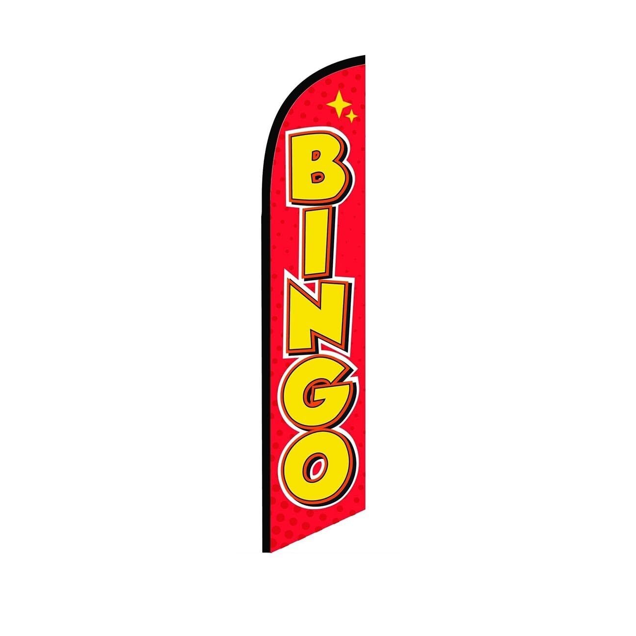 Bingo Red Swooper Flutter Feather Flag | 3ft W x 11.5ft Tall