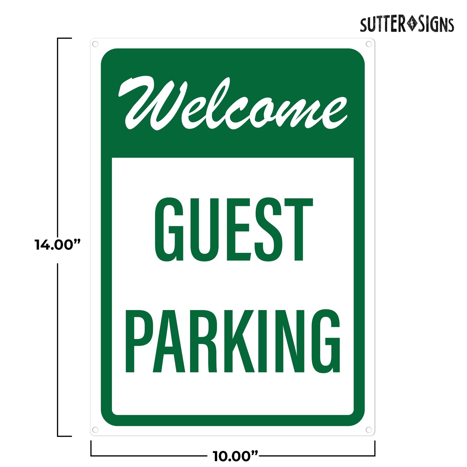10×14 Inch Welcome Guest Visitor Parking Sign Rust Free Aluminum Outside
