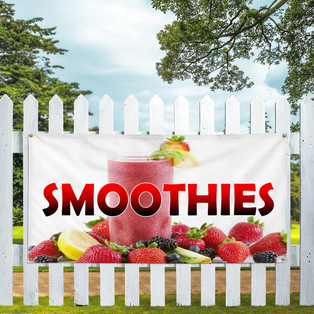 Vinyl Banner Multiple Sizes Smoothies with Background B Restaurant and Food