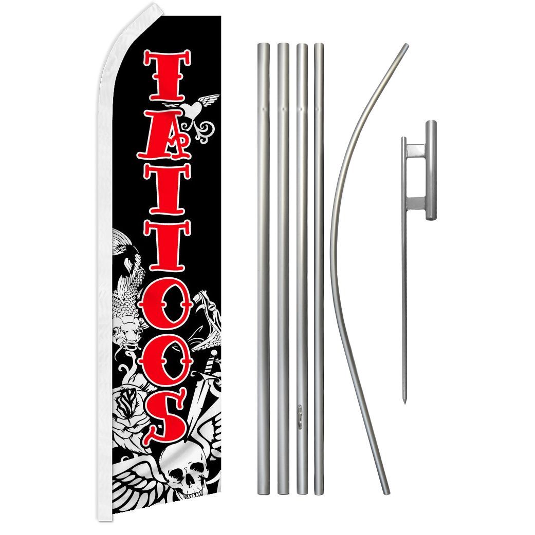 « TATTOOS » Advertising Super Flag & Pole Kit ink tattoo piercing