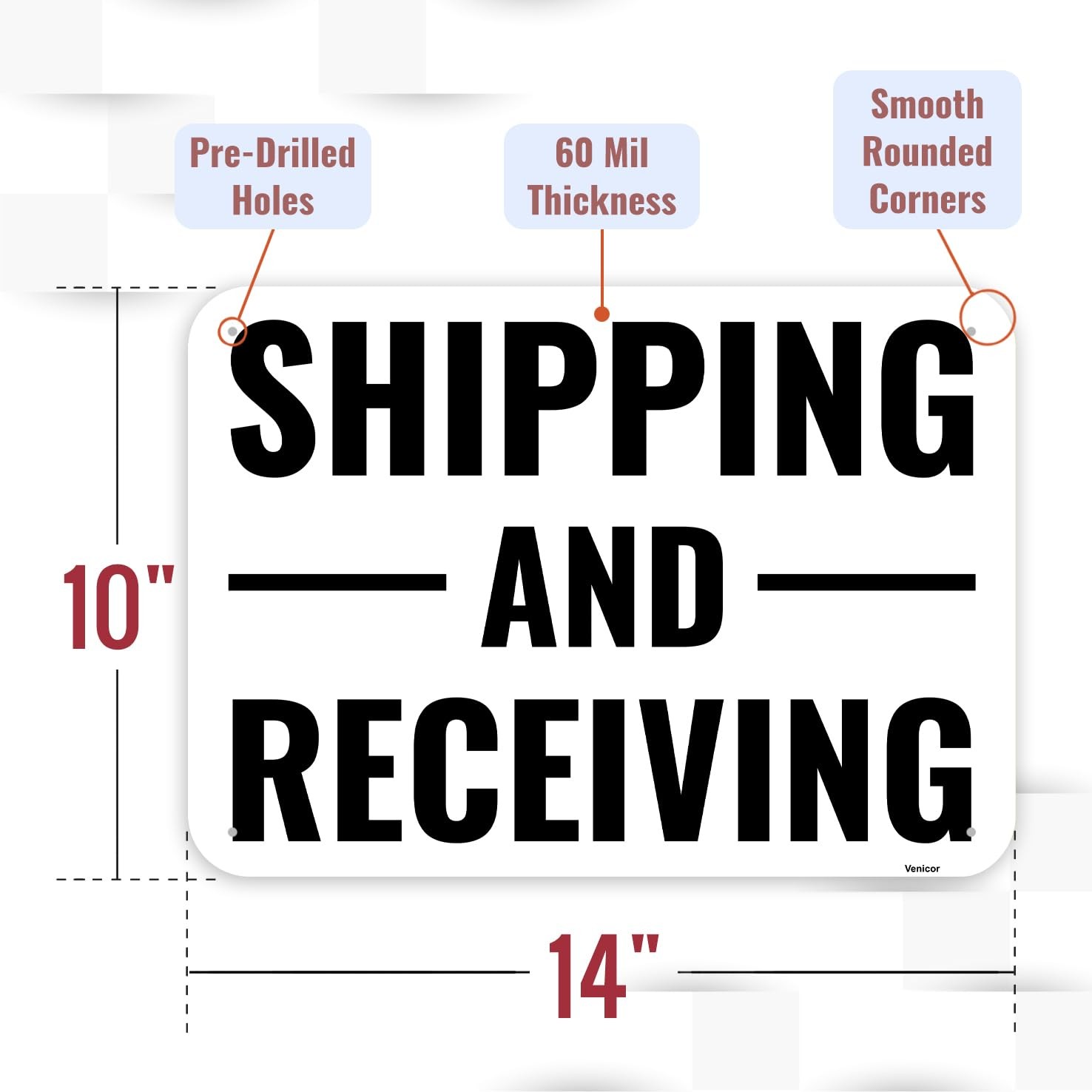 1 PCS 14×10 Inch Shipping And Receiving Sign Aluminum Metal Wall Plaque Alert