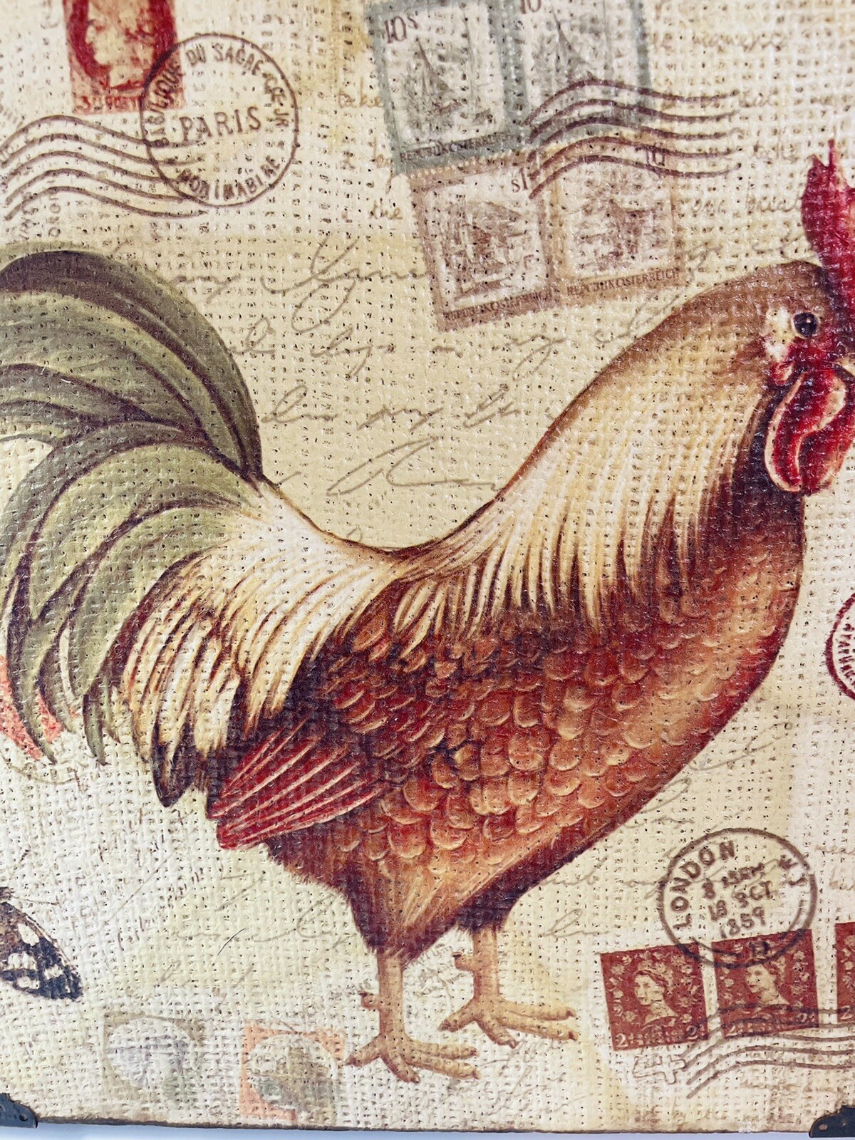 Chicken Rooster on a Letter with Stamps Painting Canvas Photo Frame 12&Prime;X12&Prime;