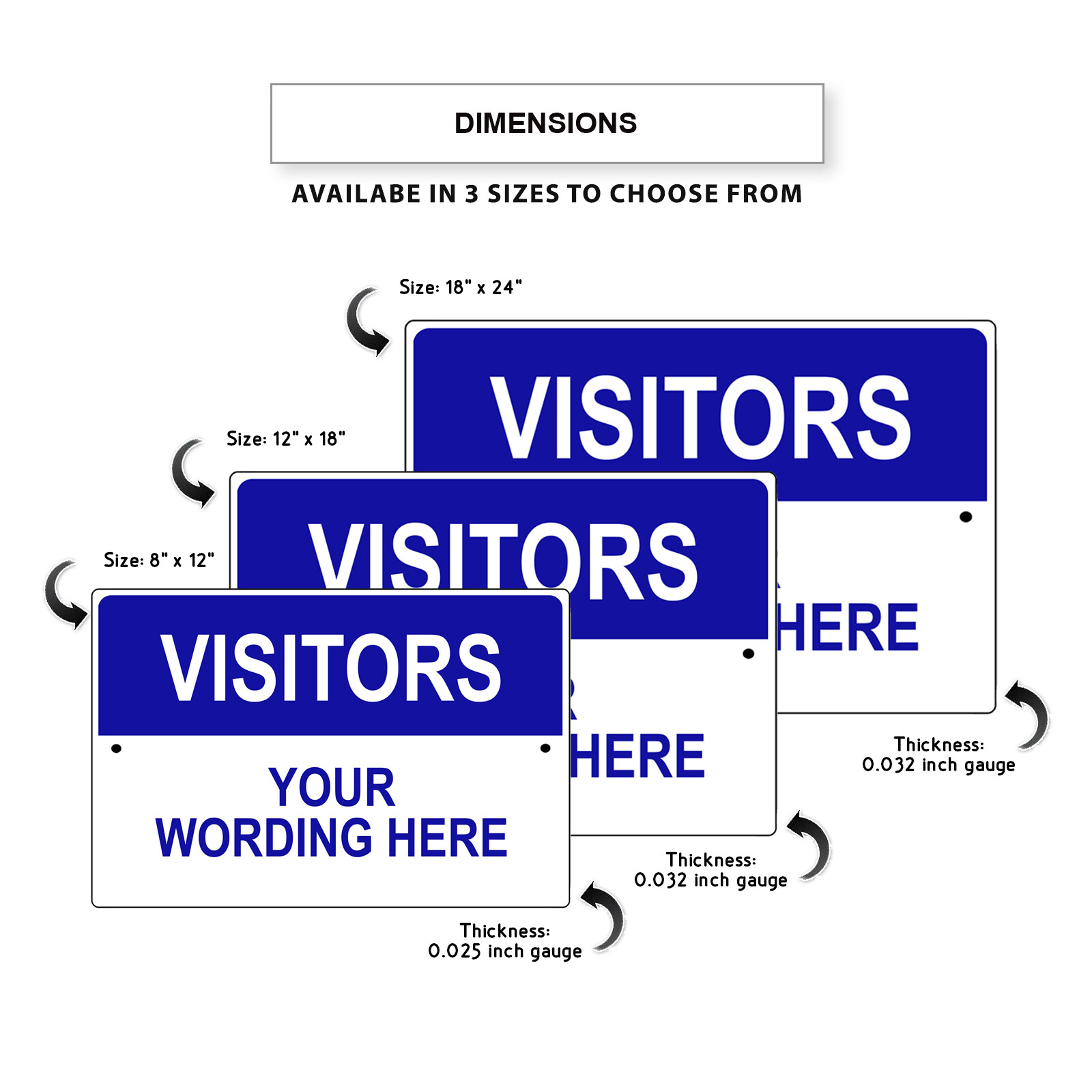 Custom Sign Visitors Your Wording Sign Personalized Notice Aluminum Metal Sign