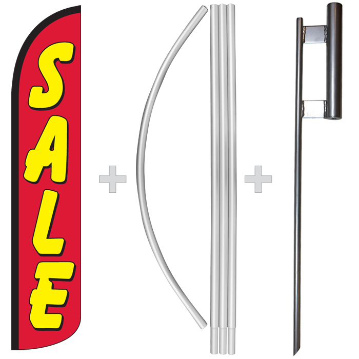 Sale Red/Yellow 15&prime; Tall Windless Swooper Feather Banner Flag & Pole Kit