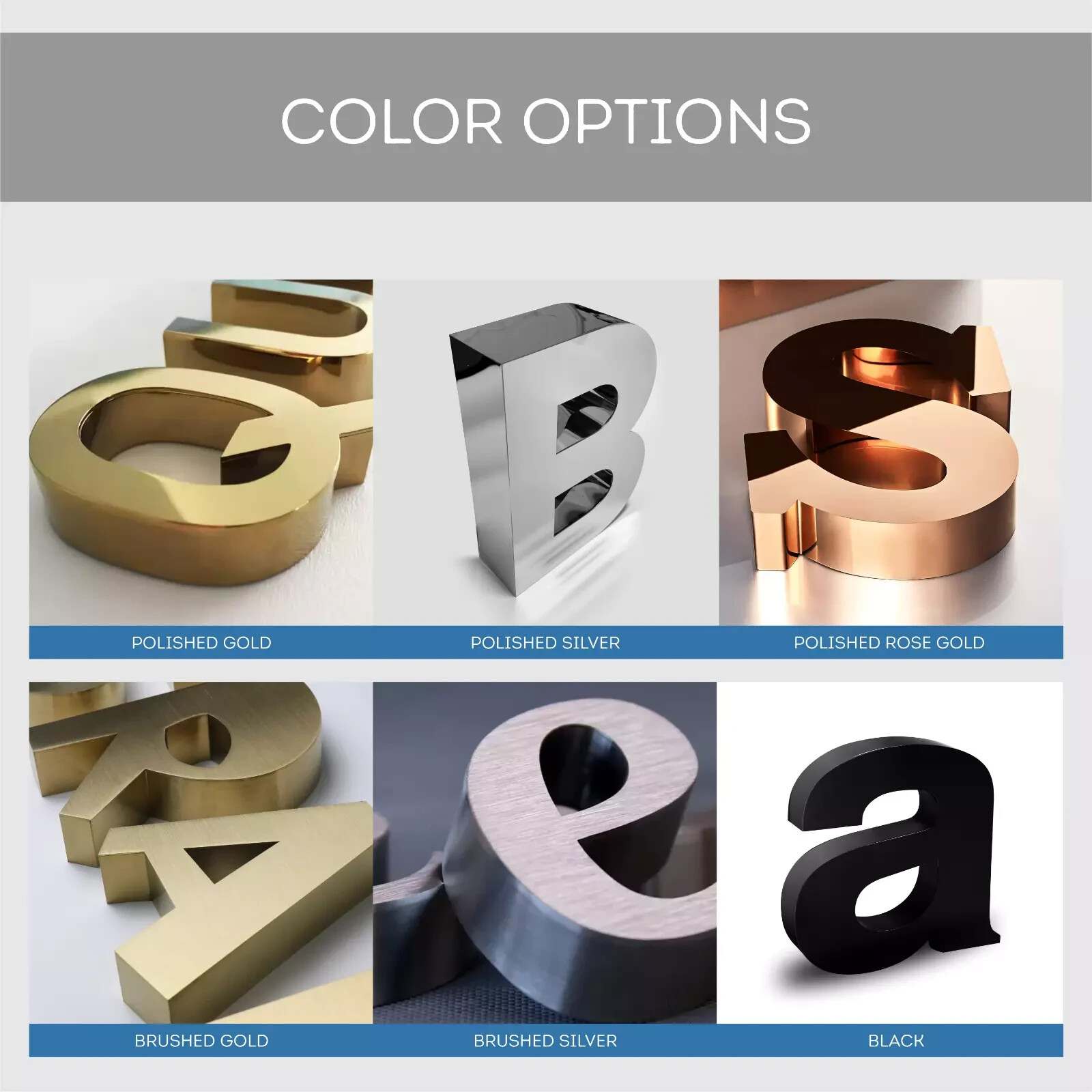Non-Illuminated Stainless Steel Channel Letters Sign, Custom Metal Business Sign