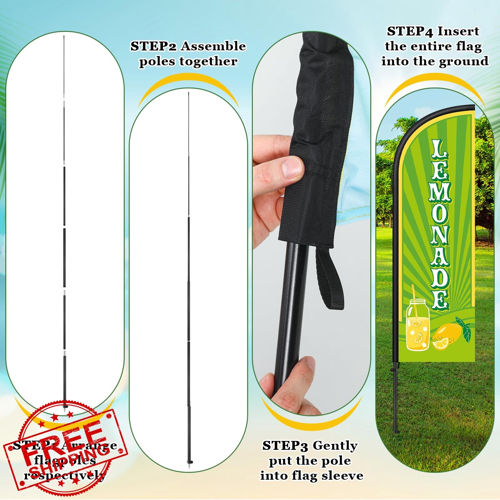 Hahafelt 3pc lemonade arrow sign + 1 flag kit