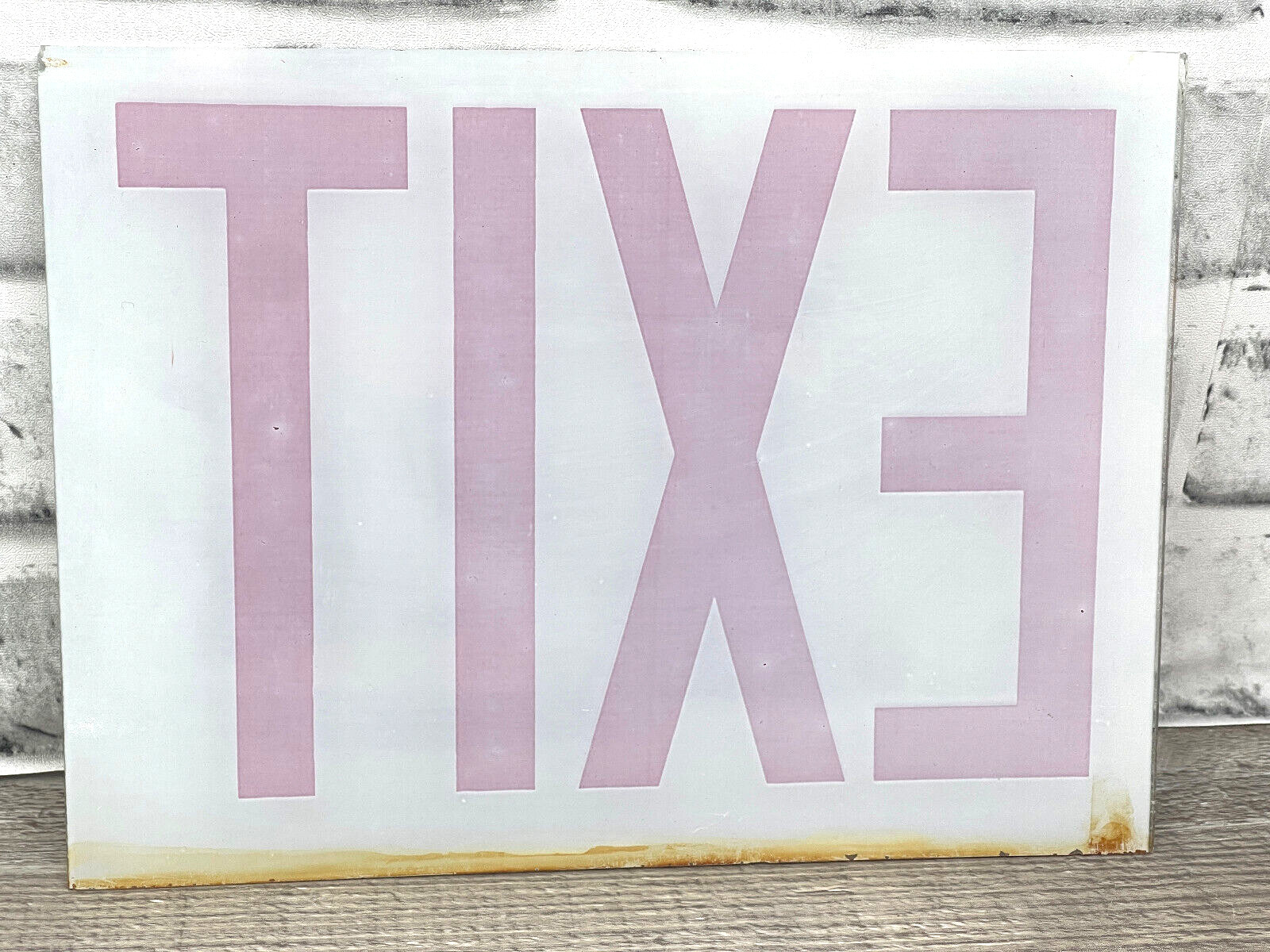 Vintage Frosted Glass Panel Exit Sign Replacement White & Red 9.75&Prime; x 7.25&Prime;