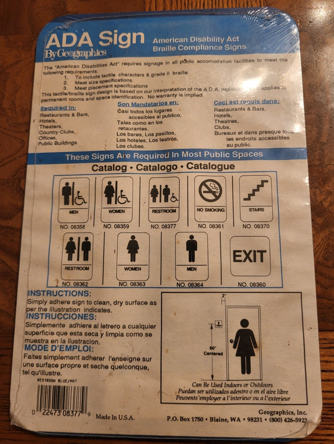 ADA Handicap Accessible Women & Men Restroom Sign With Braille, Size 9&Prime; x 6&Prime;