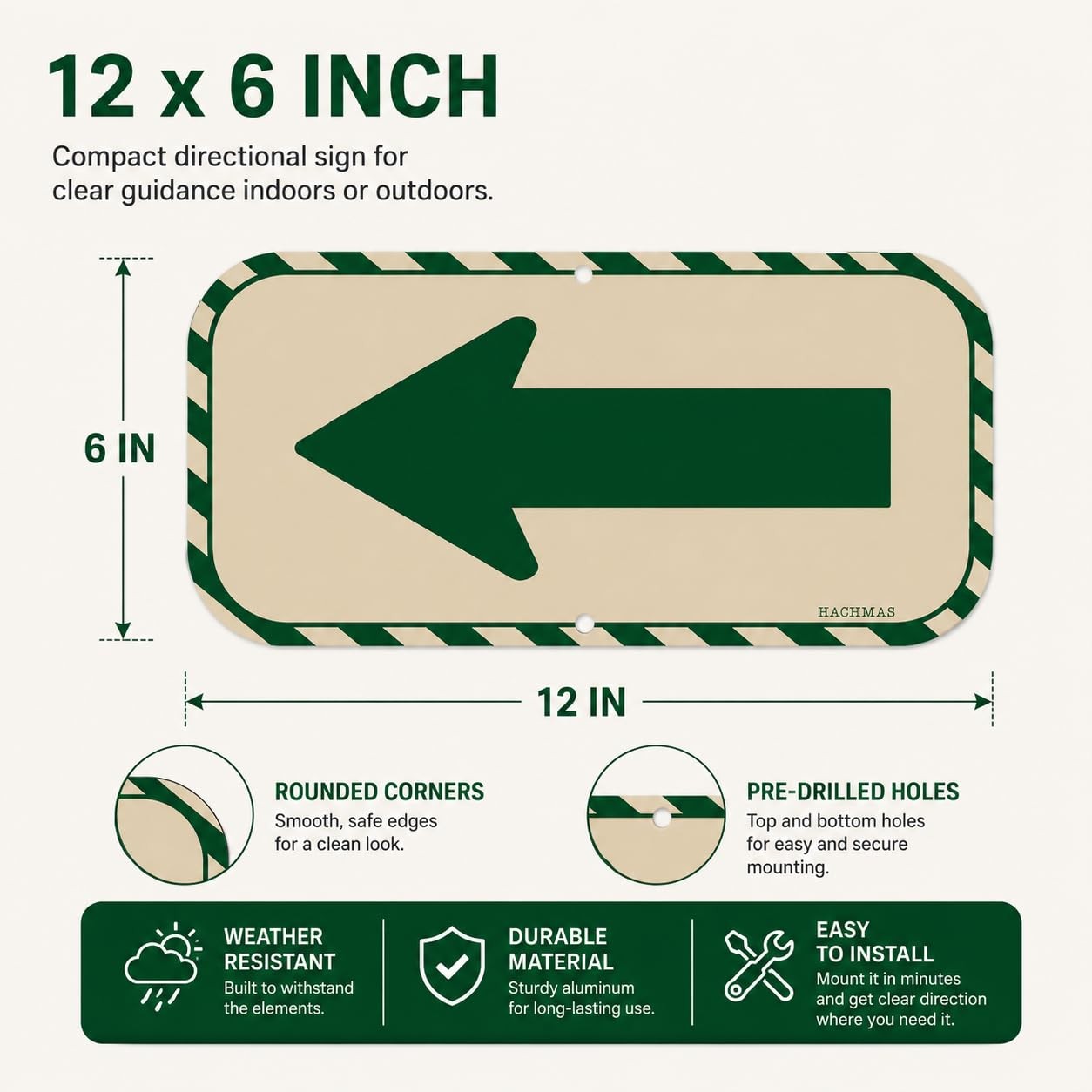 2 Pack Left Arrow Directional Signs – 12×6 Inch Reflective Metal Sign with Gr…