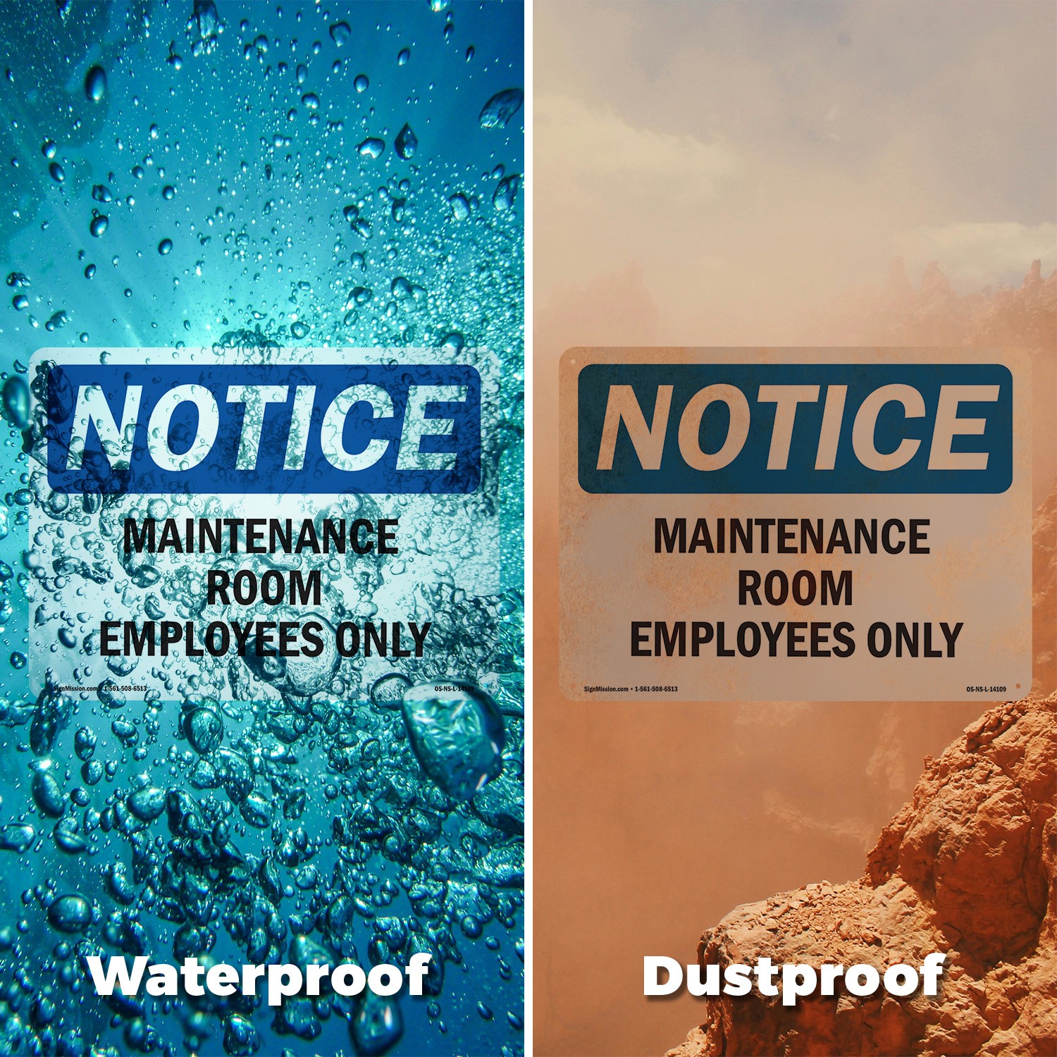 Maintenance Room Employees Only OSHA Notice Sign Metal,, Decal 5 or 10 Pack