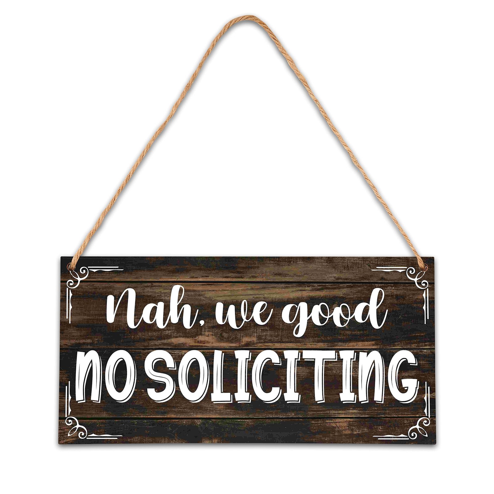 Ycyfckdr No Soliciting Wooden Sign, 5×10 Inches, Brown, Rustic, Hanging Sign,…